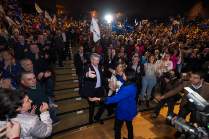 El president de la Xunta i candidat a la reelecció, Alfonso Rueda (PP), en un míting a Lugo.