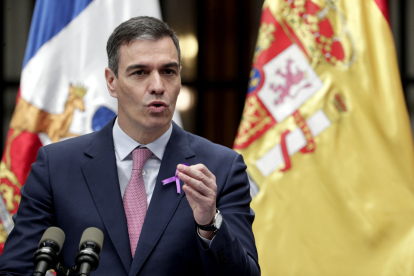 El president Pedro Sánchez durant una compareixença a Xile.