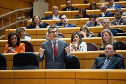 El ministre de la Presidència, Félix Bolaños, ahir al Senat.