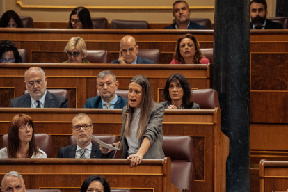 La portaveu de Junts a la Cambra Baixa, Míriam Nogueras, intervé en el ple d’ahir.