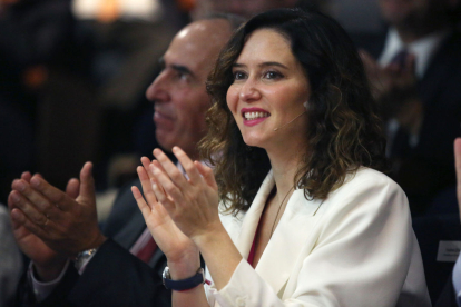 Isabel Díaz Ayuso ahir en un acte a Santiago de Xile.