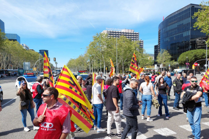 Imatge de la protesta ahir a Barcelona.