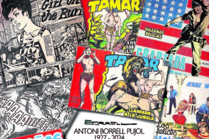 Muntatge amb alguns dels seus còmics realitzat pel fill de l’artista.