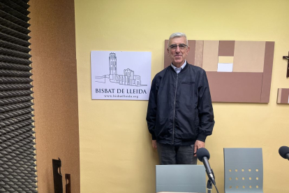 Josep Maria Abella, durant l’entrevista al bisbat de Lleida.