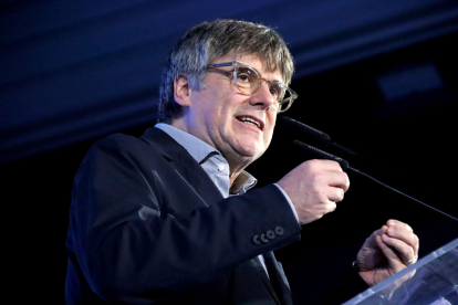 Puigdemont, durant la seua intervenció a Argelers.