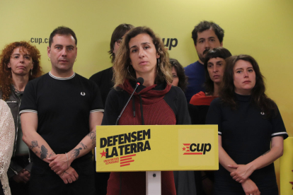 Laia Estrada, en la roda de premsa posterior al recompte.