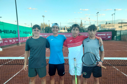 Els jugadors lleidatans Franco, González, Culleré i Melé.