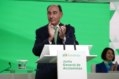 El president d’Iberdrola, Ignacio Galán, durant la junta.