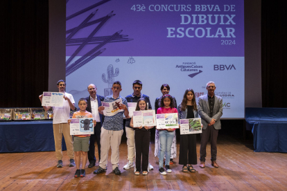 Alguns dels alumnes lleidatans premiats diumenge, a la Factoria Cultural de Terrassa.