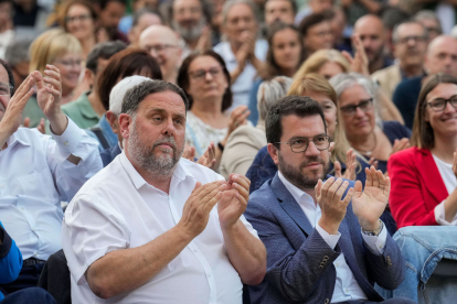 El president d’ERC, Oriol Junqueras, i el president de la Generalitat, Pere Aragonès.