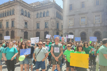 Unes 250 persones es van concentrar ahir en Barcelona.