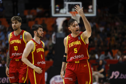 Rudy Fernández, ahir durant el partit Líban-Espanya.