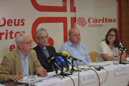 Els representants de Càritas, ahir a la Seu d’Urgell.