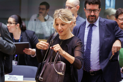 Yolanda Díaz va anunciar la reforma de la llei mordassa abans de participar en una reunió a Brussel·les.