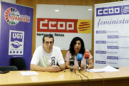 Ruiz i Clua, ahir a la seu de CCOO a Lleida.