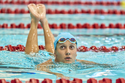 Paula Juste, nadadora del CN Lleida, durant una competició recent.