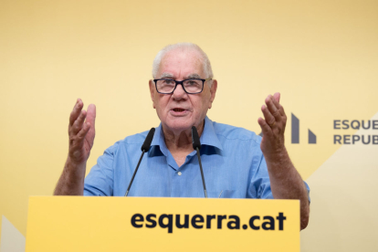 Maragall ahir durant la roda de premsa a la seu d’ERC.