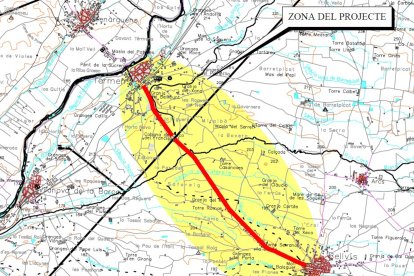 Un mapa de l'actuació al camí entre Térmens i Bellvís.