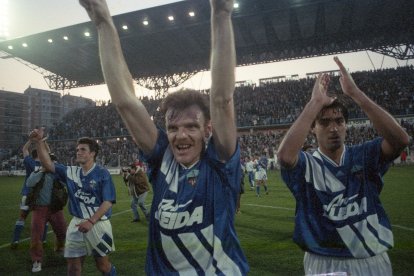 David de la Hera, Gonzalo, y Herrera, celebrando la victoria