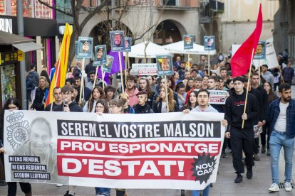 La protesta d’ahir contra la infiltració de policies en l’activisme independentista. - GERARD HOYAS