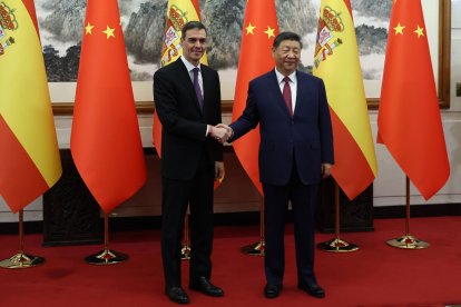El president del Govern espanyol, Pedro Sánchez, es va reunir ahir amb el xinès, Xi Jinping. - MONCLOA