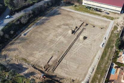 La nova zona esportiva, darrere del pavelló municipal.