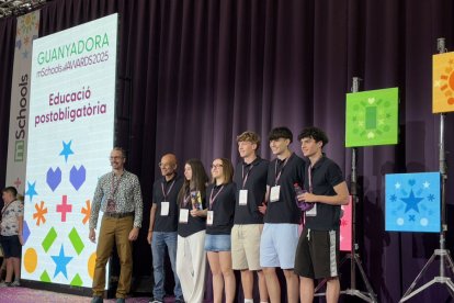 Estudiants de l’institut Josep Vallverdú, en el lliurament de premis del cap de setmana passat.