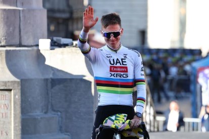 Tadej Pogacar, durant la presentació del Tour que arranca avui. - EFE