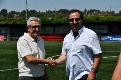 Els presidents de l’Alpicat i de l’Atlètic Lleida, Aleix Arrià i Josep Maria Oromí.