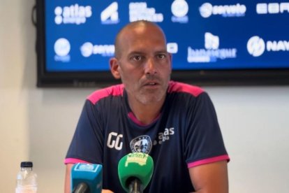 Gabri García, ahir en la primera roda de premsa del curs. - ATLÈTIC LLEIDA