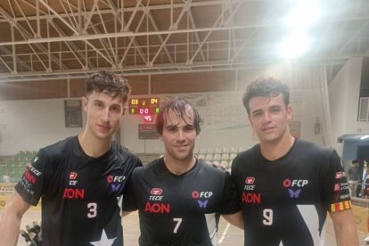 Sergi Folguera, Jordi Badia i Aleix Marimon, ahir després del partit davant de Portugal.