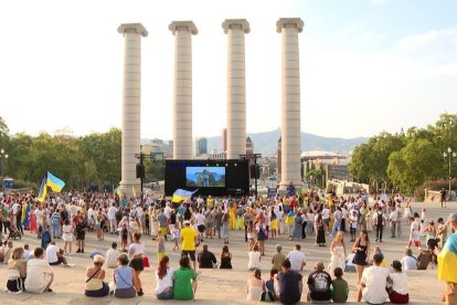 La comunitat ucraïnesa de Barcelona celebra l’aniversari de la independència del seu país. - EUROPA PRESS