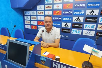 Jordi Cortés, ahir a la sala de premsa del Camp d’Esports. - JCMC