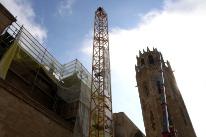 La Seu Vella de Lleida durant les obres.