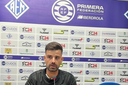 Roger Lamesa, ahir a la sala de premsa del Camp d’Esports. - M. P. P.