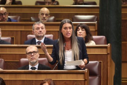 La líder de Junts al Congrés, Míriam Nogueras, durant la seua intervenció. - EUROPA PRESS