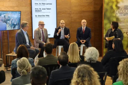 Talarn, Larrosa, Dalmau i Oró, a la taula redona que va moderar la directora de SEGRE, Anna Sàez. - SCD