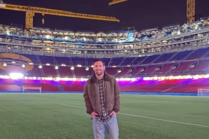 Leo Messi, diumenge a la nit durant la seua visita a l’estadi. - FC BARCELONA