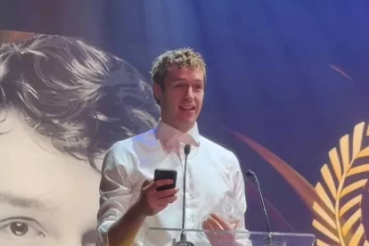 L’actor de Guissona Àlex Ars, dilluns a la nit a la gala dels Premis del Teatre Musical a Madrid. - AJUNTAMENT DE GUISSONA