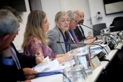 La secretària d’Estat de Funció Pública, Consuelo Sánchez Naranjo, durant la reunió d’ahir. - MINISTERI DE FUNCIÓ PÚBLICA