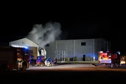 Efectius dels Bombers ahir durant les tasques d’extinció a Alcoletge. - AMADO FORROLLA