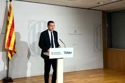 El conseller d’Agricultura, Òscar Ordeig, ahir en roda de premsa. - EUROPA PRESS