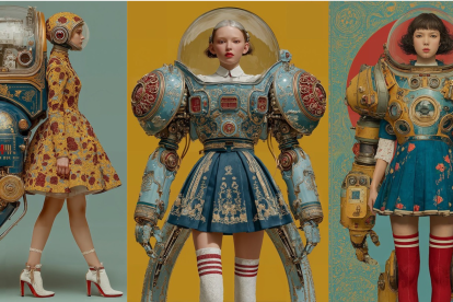 Tres de les imatges del projecte ‘ScifiNoveau: The Ornement of the Machine’, amb què el lleidatà Jordi Siscart ha guanyat un dels premis AI Design Awards.