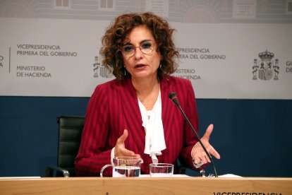 La vicepresidenta primera del govern espanyol, Maria Jesús Montero, durant la presentació del nou model de finançament.
