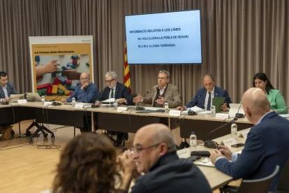 Imatge de la reunió d’ahir de la comissió de seguiment del pla de Rodalies de Lleida. - PAU PASCUAL