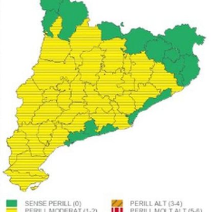 Mapa de perill per neu per a dilluns.