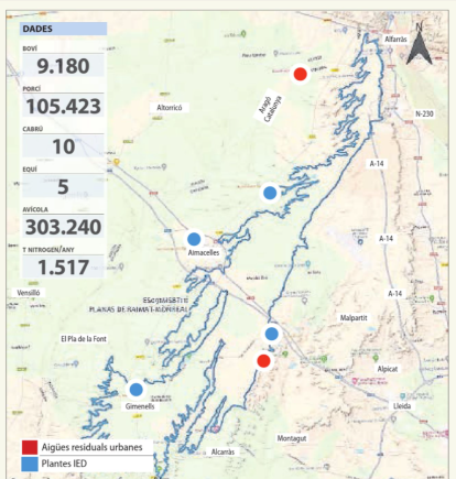 L’excés de nitrogen deteriora les aigües de tres afluents del Segre i dos de la Pallaresa