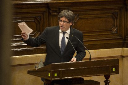 Carles Puigdemont va dedicar bona part dels 105 minuts del discurs a l’economia i aspectes socials.