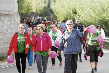 Participants en la caminada solidària organitzada ahir entre els Camps Elisis i Grenyana.