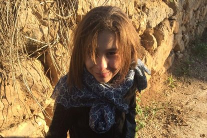 La petita Nadia Nerea i els seus pares, ahir a la tarda a Madrid.
